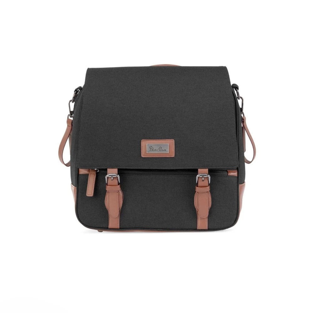 Black and Brown Baby Bag with Leather Accents